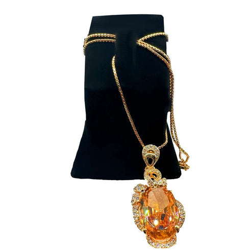 Citrine Stone Charm Necklace - D135N - 5